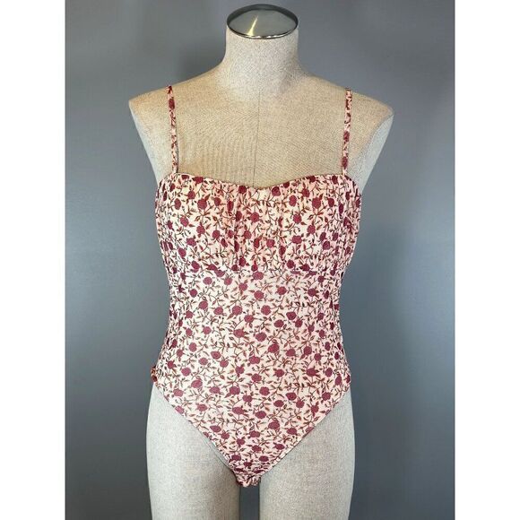 Lulus Order Bloom Service Floral Mesh Bodysuit in Pink Size M - Picture 1 of 5